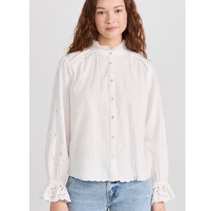 ba&sh Feely Eyelet Ruffle Trim Shirt